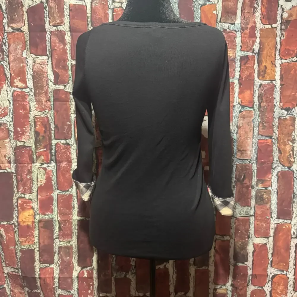 Burberry Brit Size Medium 3/4 Sleeve Black Top EUC {178} - Picture 2 of 11